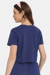 Rosaline Yale University Crop Length Loungewear Top - Bellwether Blue — thumbnail 3